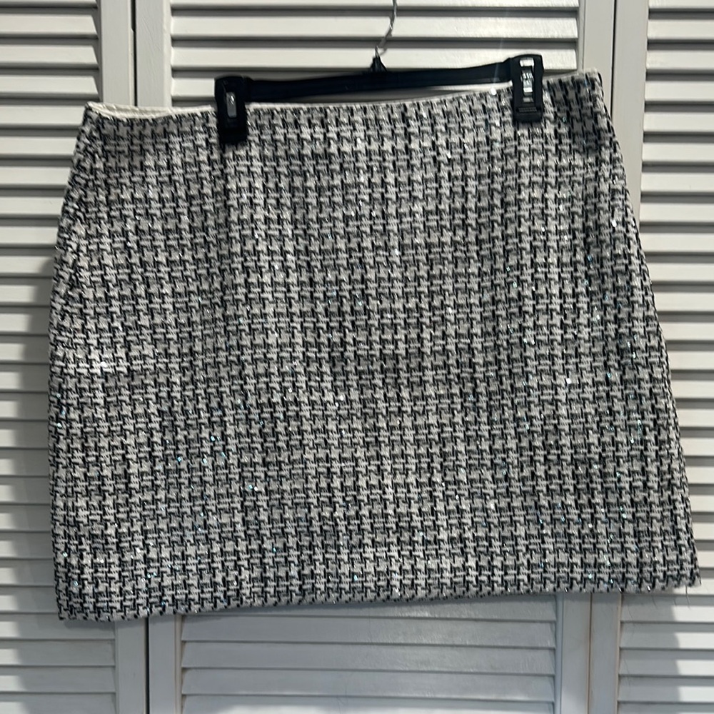 LOFT Cream and White A-Line Mini Skirt for Work NWOT